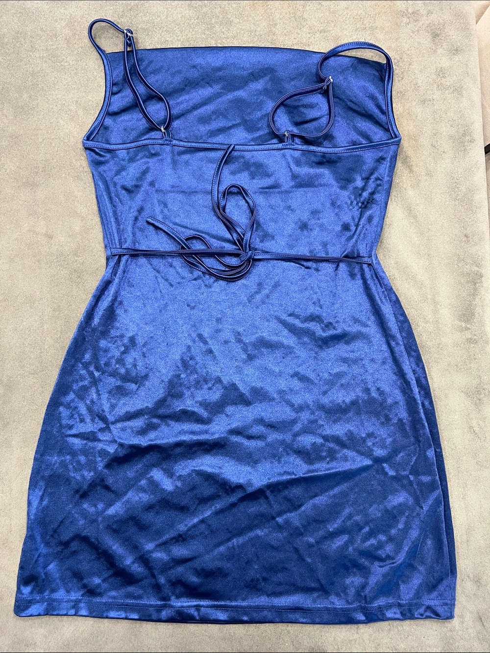 Zaful Navy Blue Satin Cowl-Neck Midi Slip Dress SMALL - Picture 6 of 9